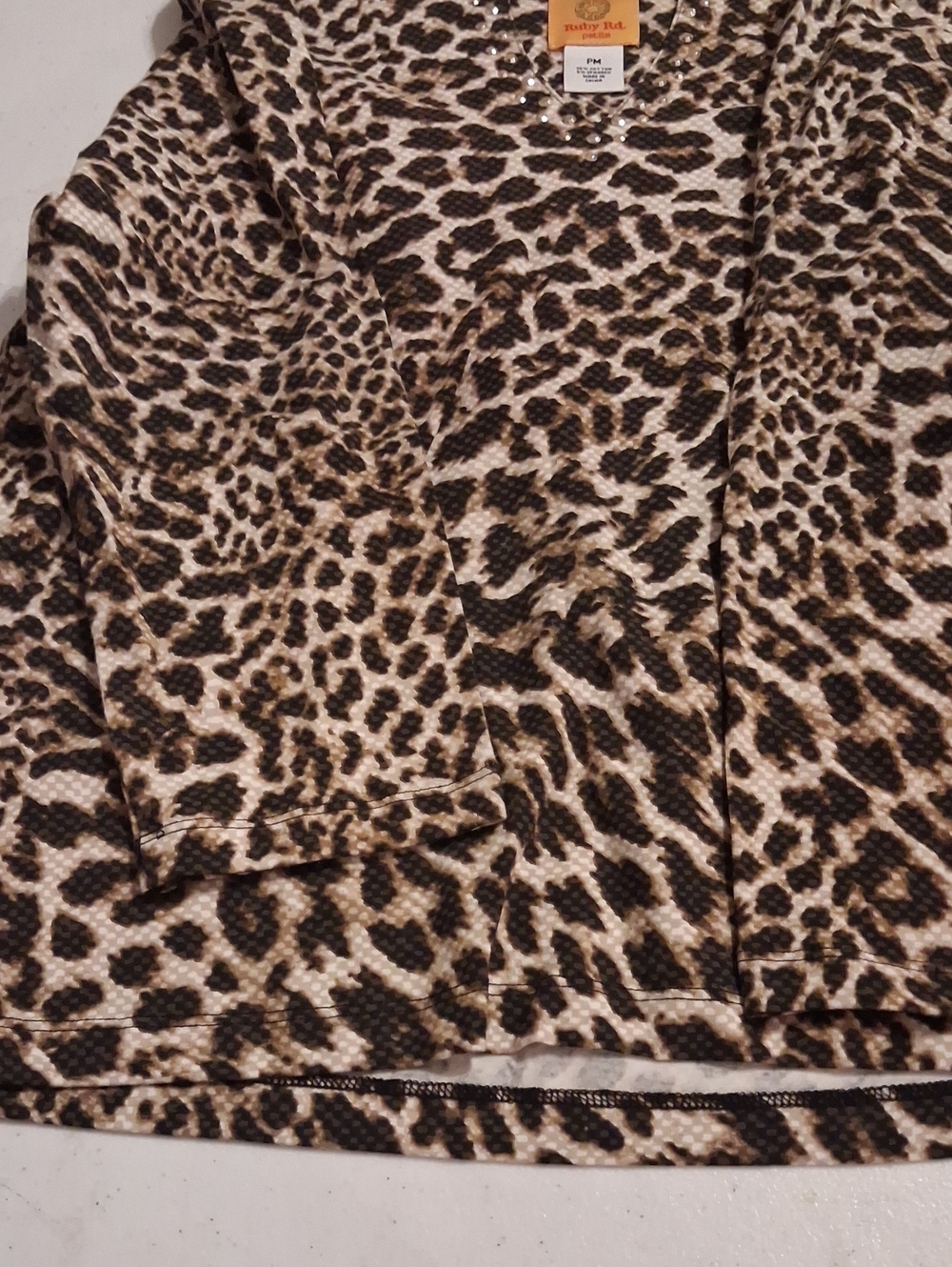 Ruby Rd. Leopard Print Open Jacket in Brown, Black & Cream